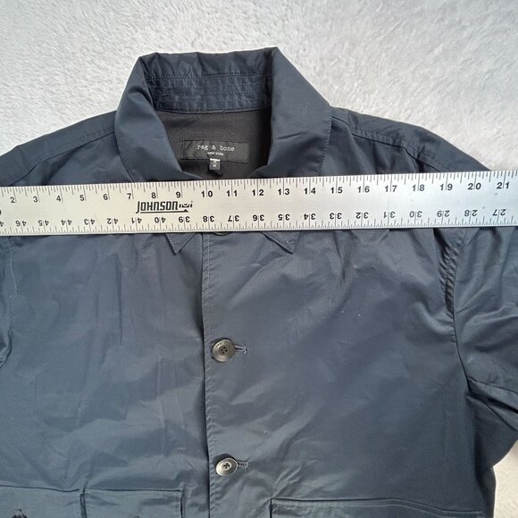 Rag & Bone Men's Cade Utility Jacket Medium Navy Stretch Button Front Pockets - Picture 6 of 8
